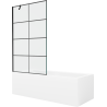 Mexen Cubik obdĺžniková vaňa 150 x 70 cm s krytom a 1-krídlovým zástenou 100 cm, čierny vzor - 550315070X9510007077