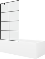 Mexen Cubik obdĺžniková vaňa 150 x 70 cm s krytom a 1-krídlovou zástenou 100 cm, čierny vzor - 550315070X9510007077