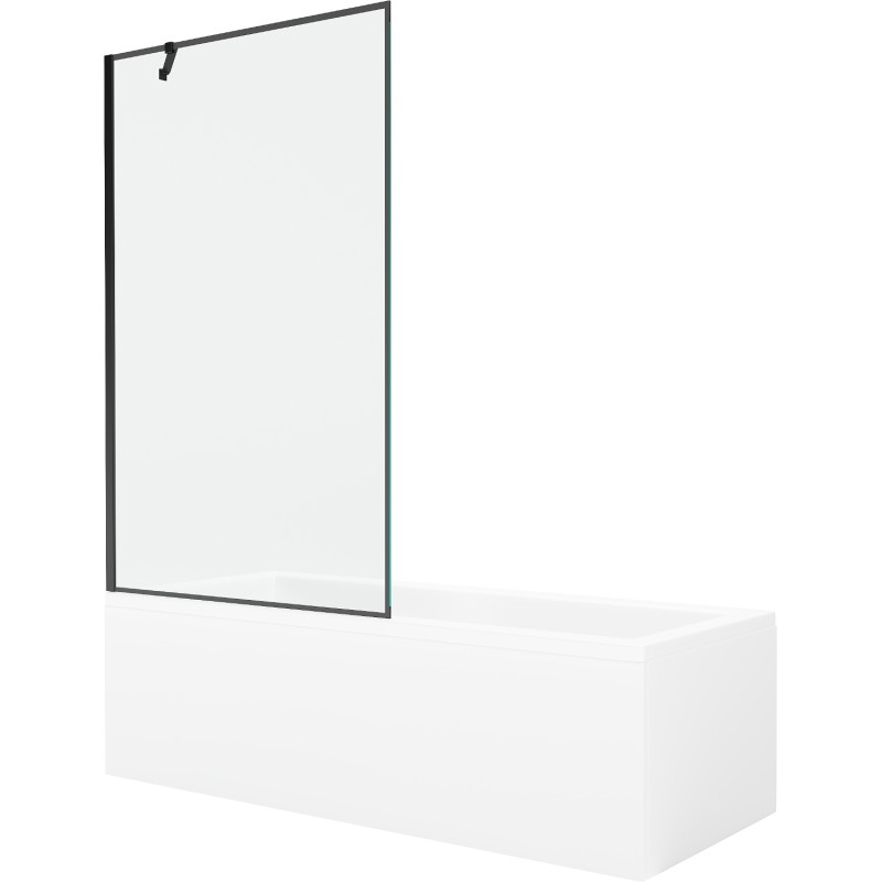 Mexen Cubik obdĺžniková vaňa 150 x 70 cm s krytom a 1-krídlovými dverami 100 cm, čierny vzor - 550315070X9510007070