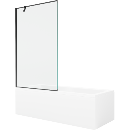 Mexen Cubik obdĺžniková vaňa 150 x 70 cm s obkladom a 1-krídlovou sprchovou zástenou 100 cm, Čierny vzor - 550315070X9510007070