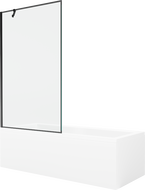 Mexen Cubik obdĺžniková vaňa 150 x 70 cm s krytom a jednokrídlovou zástienkou 100 cm, čierny vzor - 550315070X9510007070