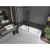 Mexen Cubik Obdĺžniková vaňa 150 x 70 cm s obložením a 1-krídlovou zástenou 100 cm, čierny vzor - 550315070X9510007070