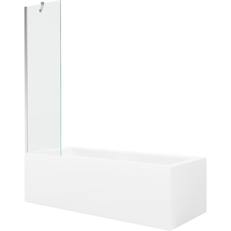 Mexen Cubik obdĺžniková vaňa 160 x 70 cm s obložením a 1-krídlovým paravánom 50 cm, transparentná, chróm