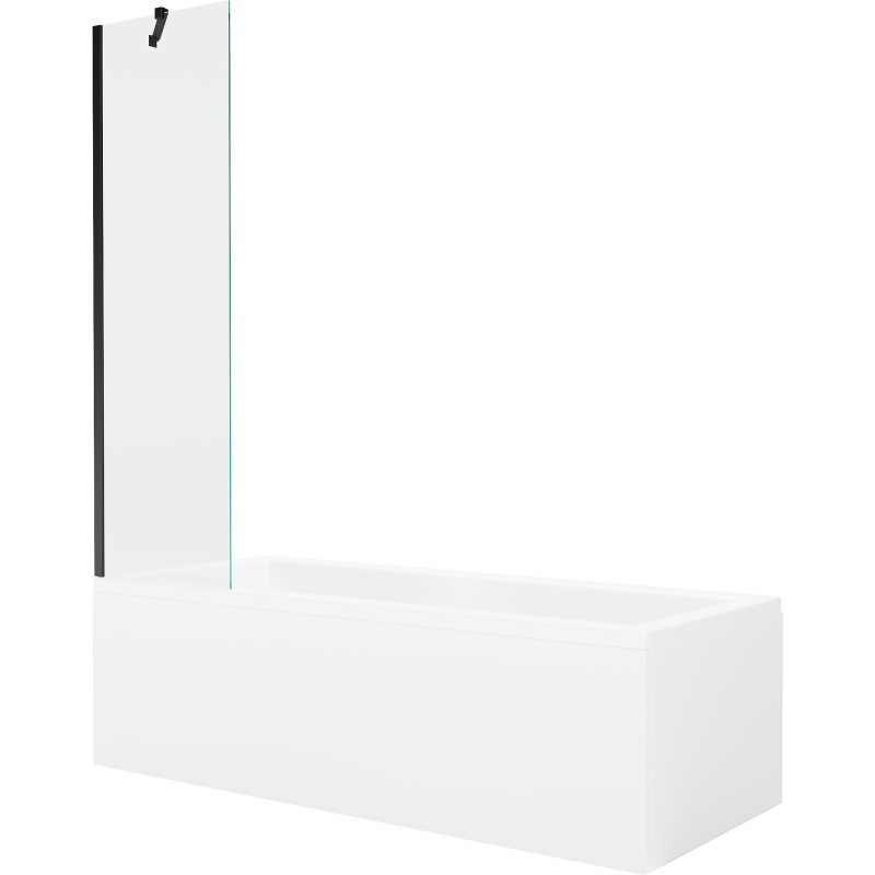 Mexen Cubik obdĺžniková vaňa 160 x 70 cm s krytom a jednou 50 cm priečkou, priehľadná, čierna - 550316070X9505000070