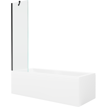 Mexen Cubik obdĺžniková vaňa 160 x 70 cm s krytom a jednou 50 cm priečkou, priehľadná, čierna - 550316070X9505000070