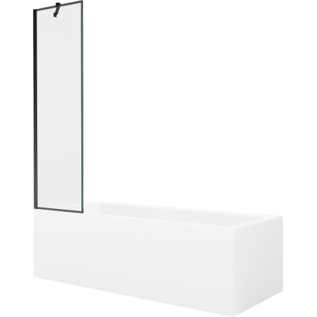 Mexen Cubik obdĺžniková vaňa 160 x 70 cm s krytom a jednokrídlovou zástěnou 50 cm, čierny vzor - 550316070X9505007070