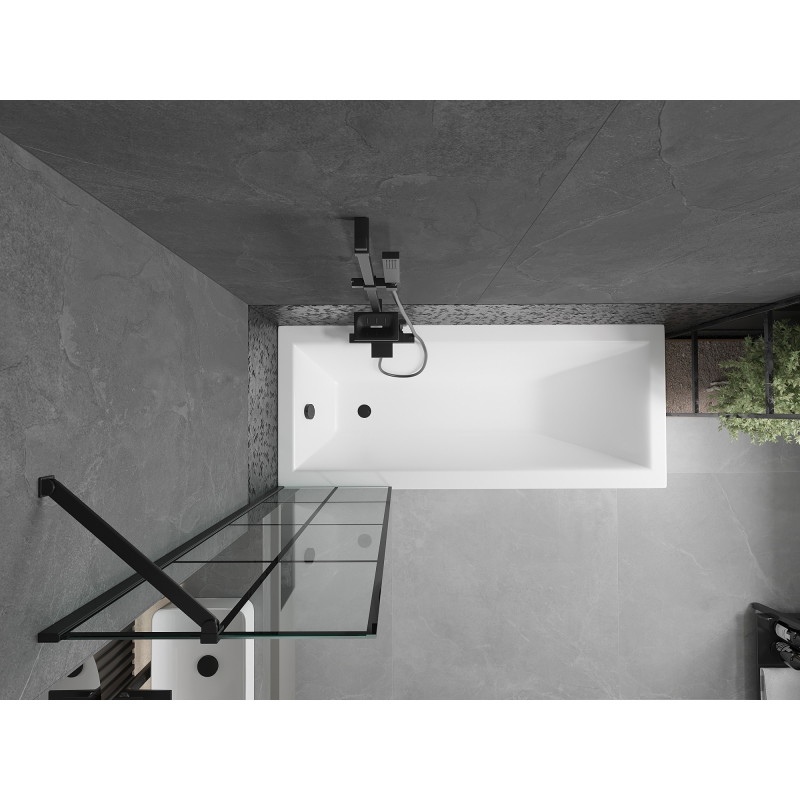 Mexen Cubik obdĺžniková vaňa 160 x 70 cm s krytom a 1-krídlovou zástenou 50 cm, čierny vzor - 550316070X9505007077