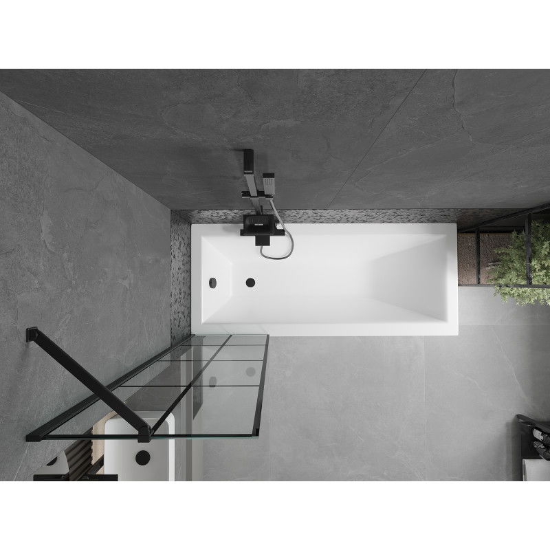 Mexen Cubik obdĺžniková vaňa 160 x 70 cm s obkladom a jedným krídlom 50 cm, čierny vzor - 550316070X9505007077