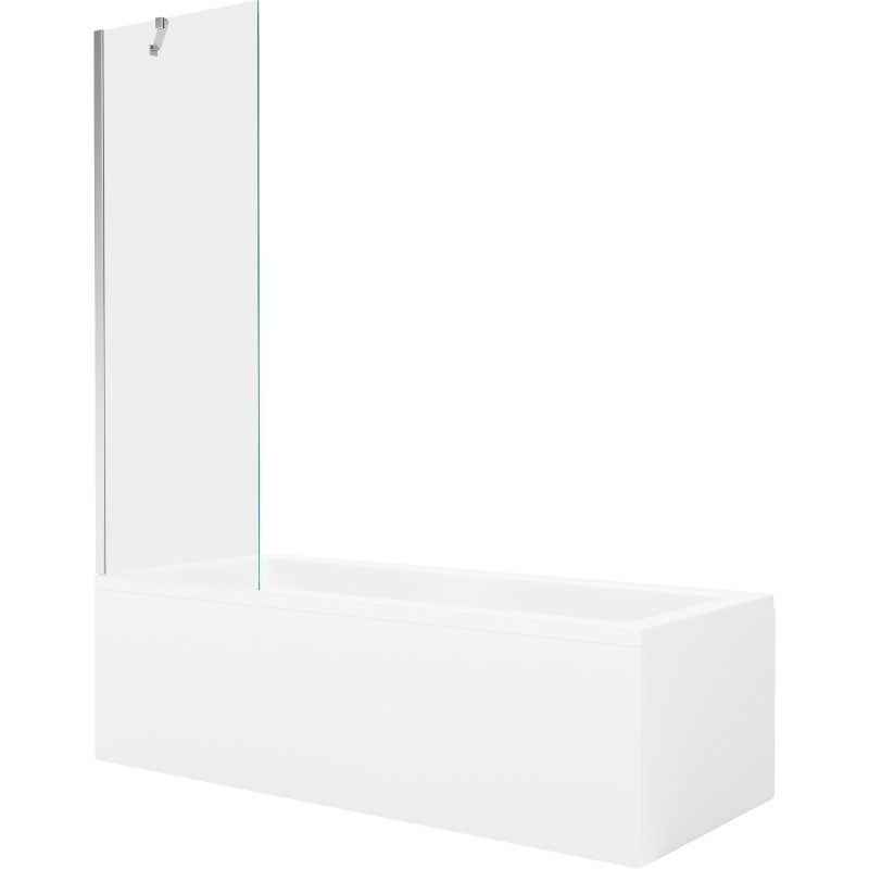 Mexen Cubik obdĺžniková vaňa 160 x 70 cm s krytom a 1-krídlovou zástavou 60 cm, priehľadná, chróm