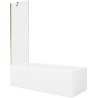 Mexen Cubik obdĺžniková vaňa 160 x 70 cm s obkladom a 1-krídlovou zástenou 60 cm, priehľadná, zlatá