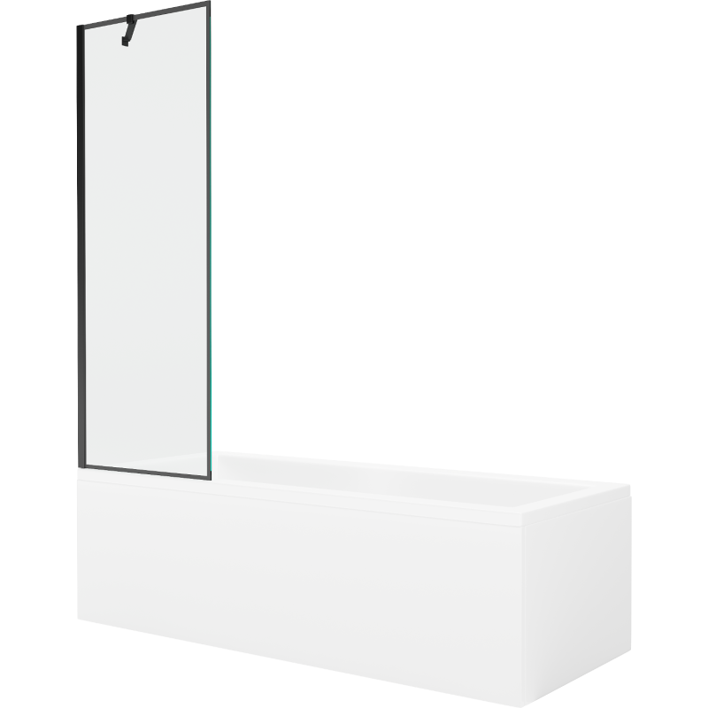 Mexen Cubik obdĺžniková vaňa 160 x 70 cm s krytom a jednokrídlovým závesom 60 cm, čierny vzor - 550316070X9506007070