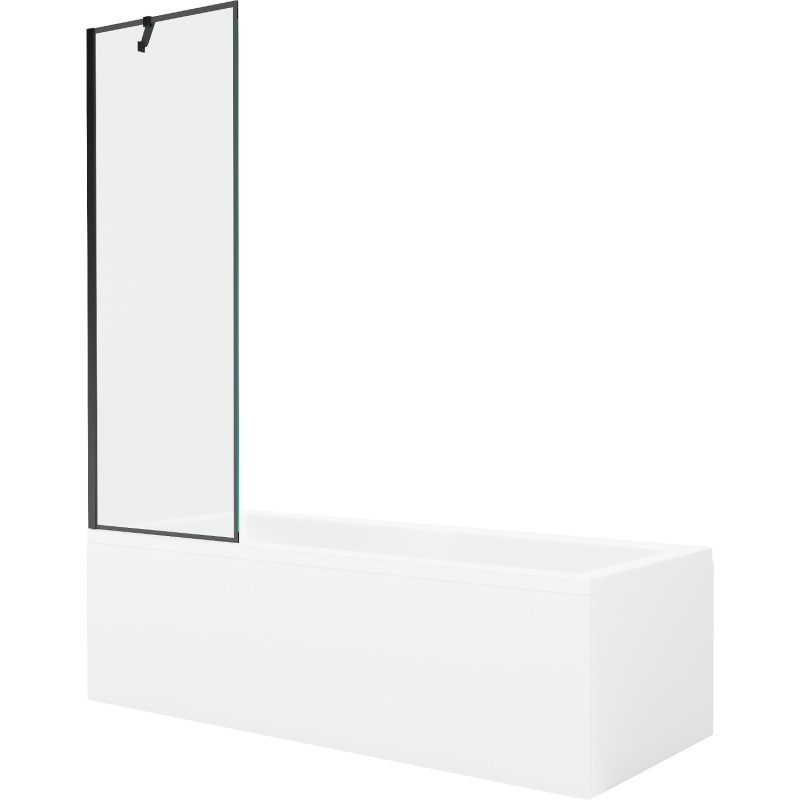 Mexen Cubik obdĺžniková vaňa 160 x 70 cm s panelom a jednokrídlovým zástenou 60 cm, čierny vzor - 550316070X9506007070