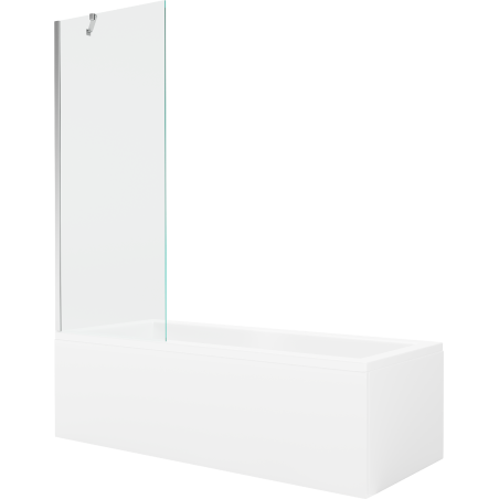 Mexen Cubik pravoúhlá vaňa 160 x 70 cm s obložením a 1-krídlovým závesom 70 cm, transparentná, chróm