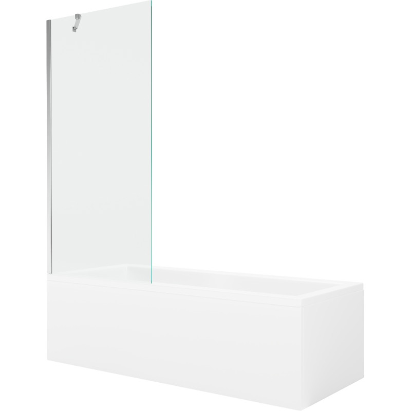 Mexen Cubik obdĺžniková vaňa 160 x 70 cm s krytom a 1-krídlovým závesom 80 cm, transparentná, chróm