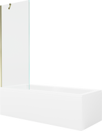Mexen Cubik rovná vaňa 160 x 70 cm s krytom a jednokrídlovou zástenou 70 cm, priehľadná, zlatá - 550316070X9507000050