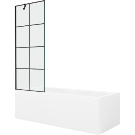 Mexen Cubik obdĺžniková vaňa 160 x 70 cm s panelom a 1-krídlovou zástavou 70 cm, čierny vzor - 550316070X9507007077