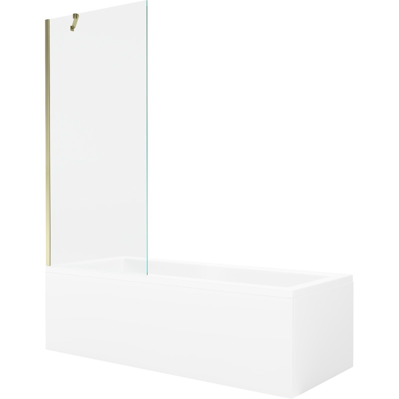 Mexen Cubik obdĺžniková vaňa 160 x 70 cm s krytom a jednou 80 cm priehľadnou zlatou zástenou - 550316070X9508000050