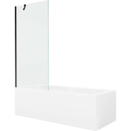 Mexen Cubik obdĺžniková vaňa 160 x 70 cm s obkladom a 1-krídlovou zástenou 80 cm, transparentná, čierna