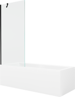 Mexen Cubik obdĺžniková vaňa 160 x 70 cm s obkladom a jednokrídlovým paravánom 80 cm, transparentná, čierna