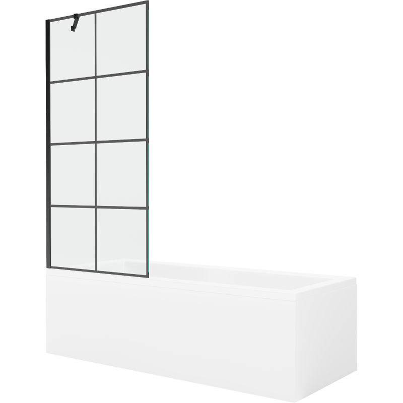 Mexen Cubik obdĺžniková vaňa 160 x 70 cm s obložením a 1-krídlovým paravánom 80 cm, čierny vzor - 550316070X9508007077