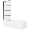 Mexen Cubik obdĺžniková vaňa 160 x 70 cm s panelom a jednokrídlovou zástavou 80 cm, čierny vzor - 550316070X9508007077
