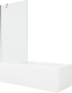 Mexen Cubik obdĺžniková vaňa 160 x 70 cm s panelom a 1-krídlovým paravánom 90 cm, transparentná, chrómová