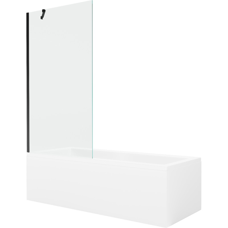 Mexen Cubik obdĺžniková vaňa 160 x 70 cm s obložením a jedným krídlovým zástením 90 cm, transparentná, čierna