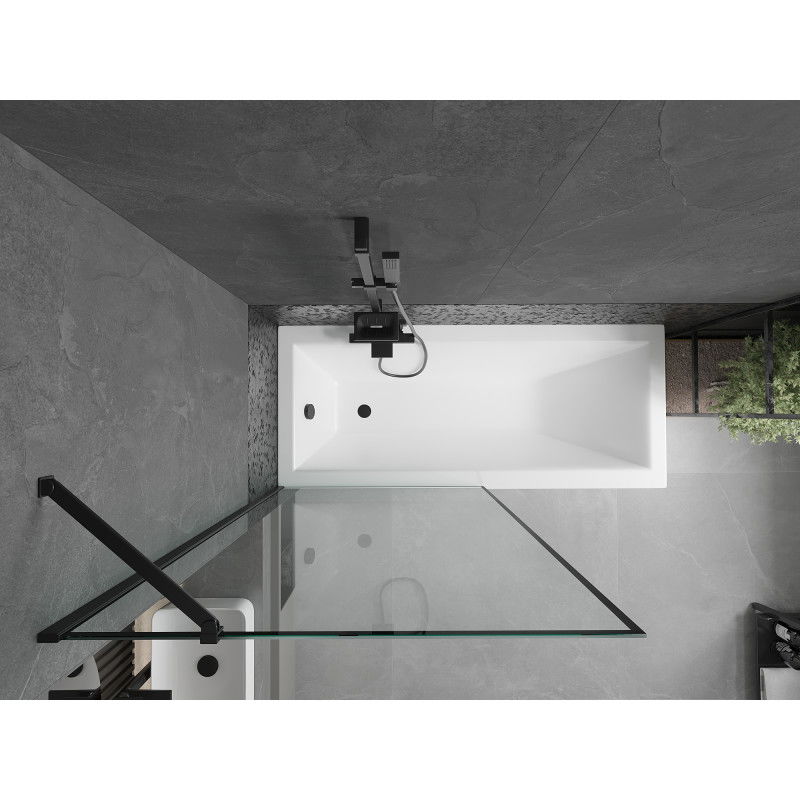 Mexen Cubik obdĺžniková vaňa 160 x 70 cm s obložením a 1-krídlovým paravánom 90 cm, čierny vzor - 550316070X9509007070