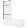 Mexen Cubik obdĺžniková vaňa 160 x 70 cm s krytom a 1-krídlovou zástenu 90 cm, čierny vzor - 550316070X9509007077