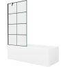 Mexen Cubik obdĺžniková vaňa 160 x 70 cm s panelom a jedným skladacím paravanom 90 cm, čierny vzor - 550316070X9509007077