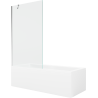 Mexen Cubik obdĺžniková vaňa 160 x 70 cm s obložením a 1-krídlovým paravanom 100 cm, transparentná, chróm