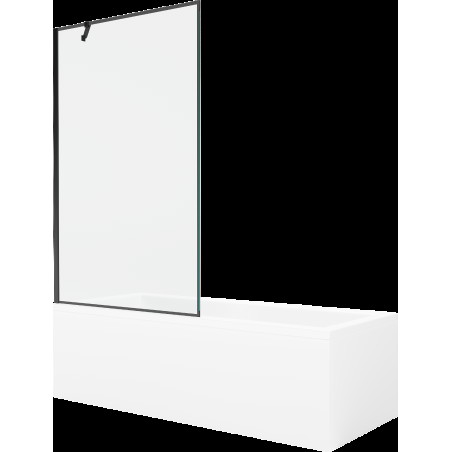 Mexen Cubik obdĺžniková vaňa 160 x 70 cm s obkladom a 1-krídlovou sprchovou zástenou 100 cm, Čierny vzor - 550316070X9510007070