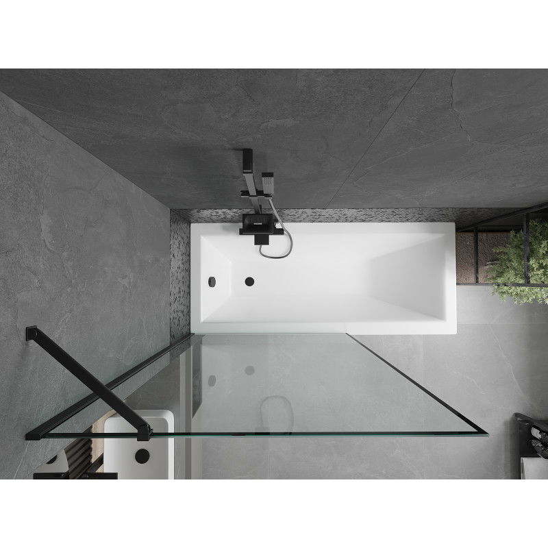 Mexen Cubik obdĺžniková vaňa 160 x 70 cm s obložením a jednokrídlovou stenou 100 cm, čierny vzor - 550316070X9510007070