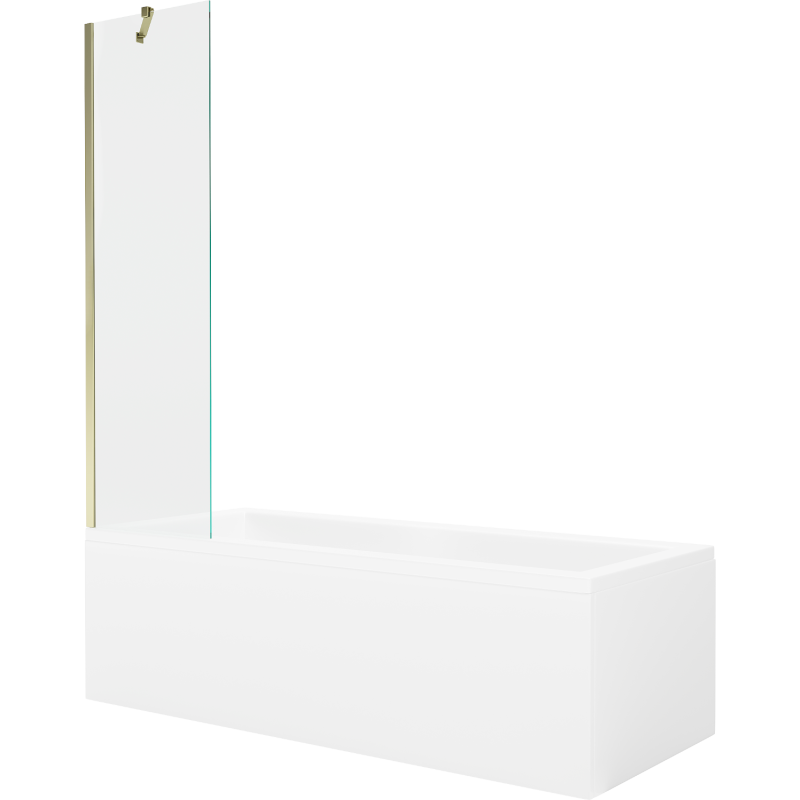 Mexen Cubik obdĺžniková vaňa 170 x 70 cm s krytom a 1-krídlovým paravanom 50 cm, transparentná, zlatá - 550317070X9505000050