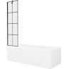Mexen Cubik obdĺžniková vaňa 170 x 70 cm s panelom a 1-krídlovým závesom 50 cm, čierny vzor - 550317070X9505007077