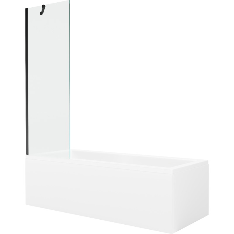 Mexen Cubik Obdĺžniková vaňa 170 x 70 cm s krytom a jednokrídlovou zástavou 60 cm, transparentná, čierna