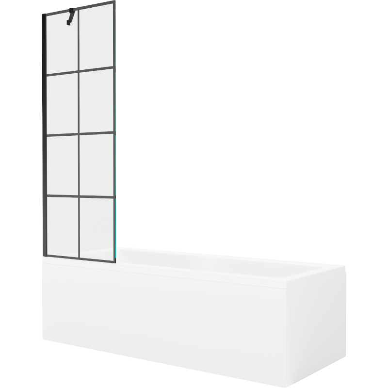 Mexen Cubik obdĺžniková vaňa 170 x 70 cm s krytom a 1-krídlovou zástavou 60 cm, čierny vzor - 550317070X9506007077