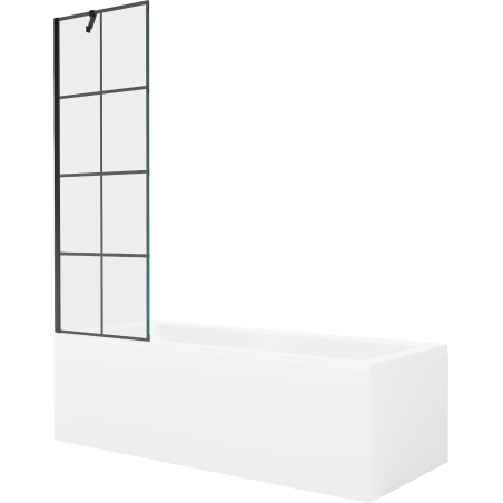 Mexen Cubik obdĺžniková vaňa 170 x 70 cm s panelom a jednokrídlovými dverami 60 cm, čierny vzor - 550317070X9506007077