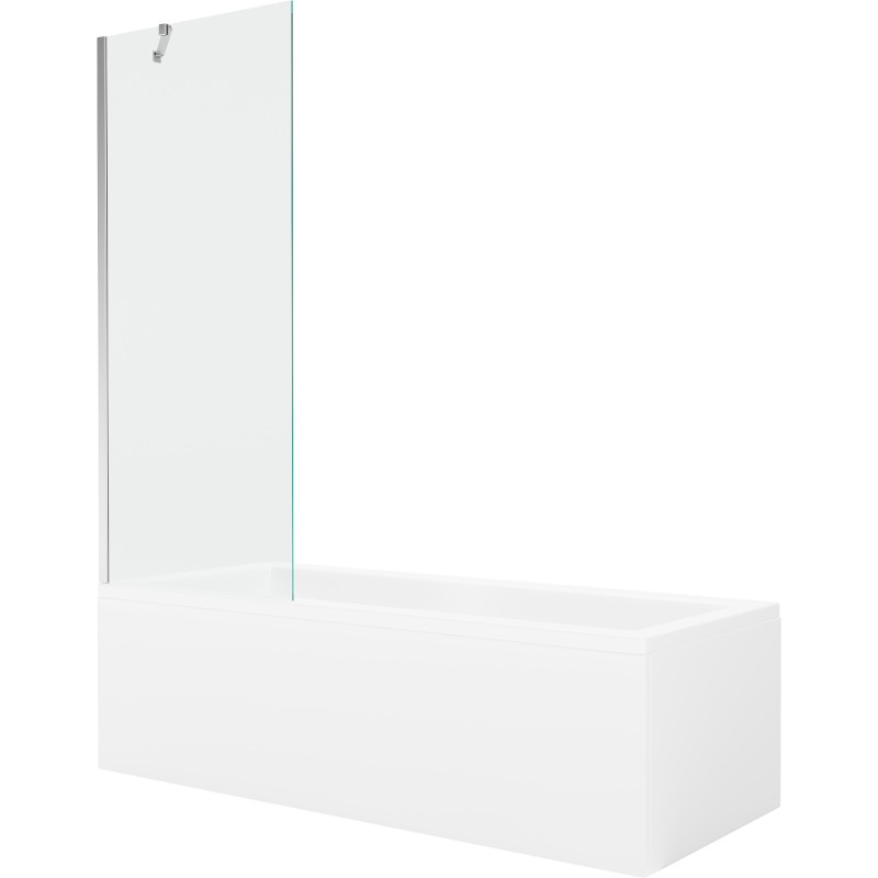 Mexen Cubik obdĺžniková vaňa 170 x 70 cm s obložením a 1-krídlovou zástenou 70 cm, transparentná, chróm