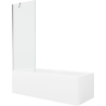 Mexen Cubik obdĺžniková vaňa 170 x 70 cm s obložením a jednokrídlovým závesom 70 cm, priehľadná, chróm