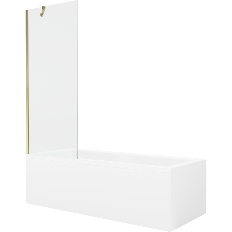 Mexen Cubik obdĺžniková vaňa 170 x 70 cm s krytom a jednokrídlovou zástennou 70 cm, transparentná, zlatá - 550317070X9507000050