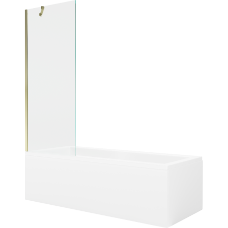 Mexen Cubik obdĺžniková vaňa 170 x 70 cm s krytom a paravanom s jedným krídlom 70 cm, priehľadná, zlatá
