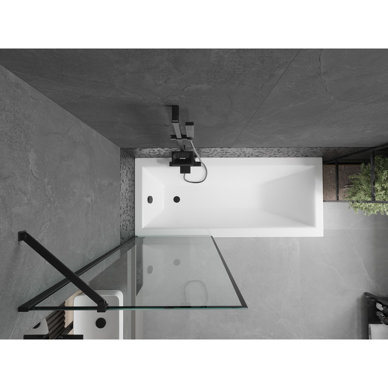 Mexen Cubik obdĺžniková vaňa 170 x 70 cm s obložením a 1-krídlovým paravánom 70 cm, čierny vzor - 550317070X9507007070