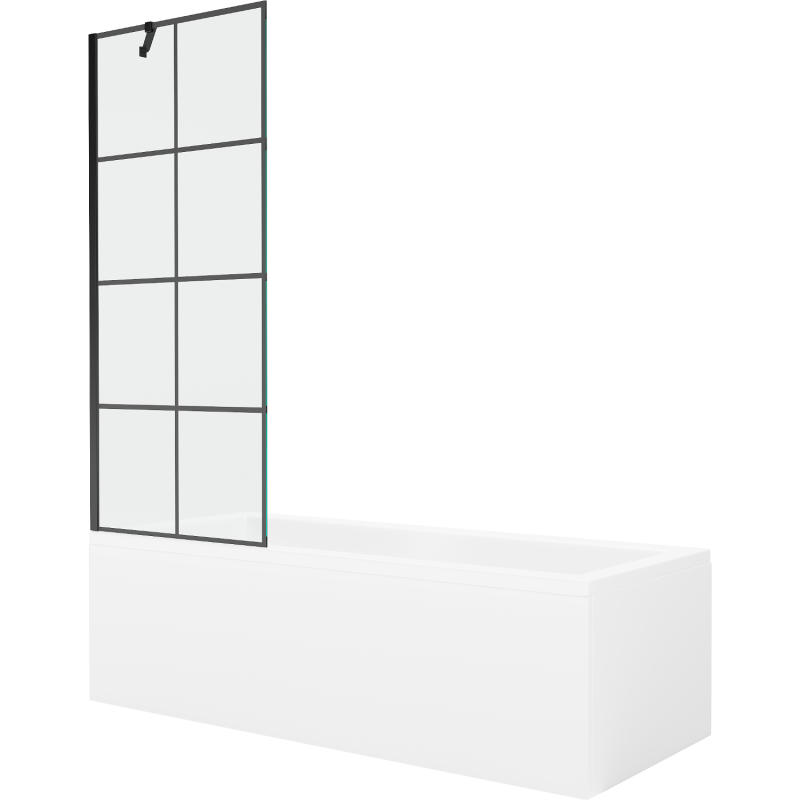 Mexen Cubik obdĺžniková vaňa 170 x 70 cm s obložením a 1-krídlovým paravánom 70 cm, čierny vzor - 550317070X9507007077