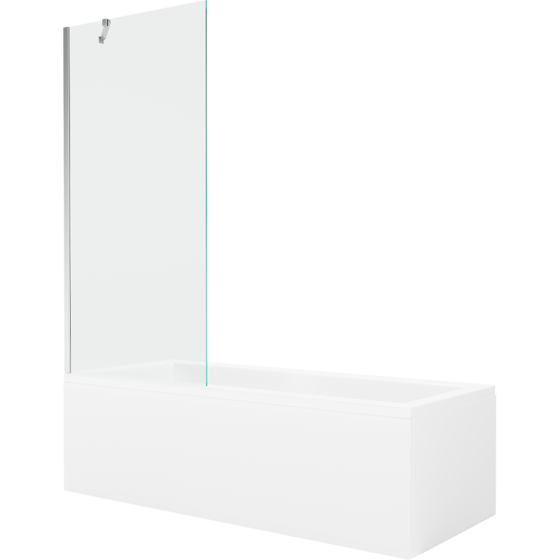 Mexen Cubik obdĺžniková vaňa 170 x 70 cm s obkladom a 1-krídlovou zástenou 80 cm, transparentná, chróm - 550317070X9508000001