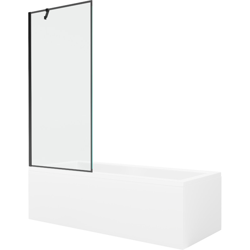Mexen Cubik obdĺžniková vaňa 170 x 70 cm s krytom a 1-krídlovou zástenou 80 cm, čierny vzor - 550317070X9508007070