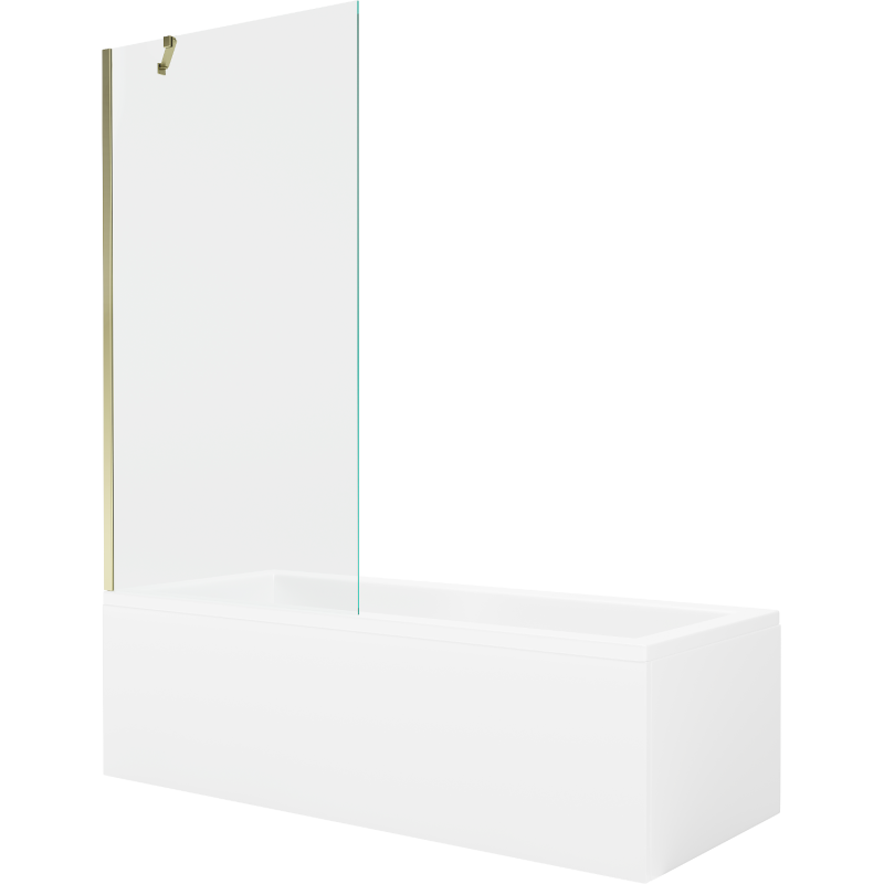 Mexen Cubik obdĺžniková vaňa 170 x 70 cm s obložením a paravánom s 1 krídlom 90 cm, transparentná, zlatá - 550317070X9509000050