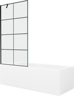 Mexen Cubik obdĺžniková vaňa 170 x 70 cm s obkladom a 1-krídlovou sprchovou zástenou 90 cm, Čierny vzor - 550317070X9509007077