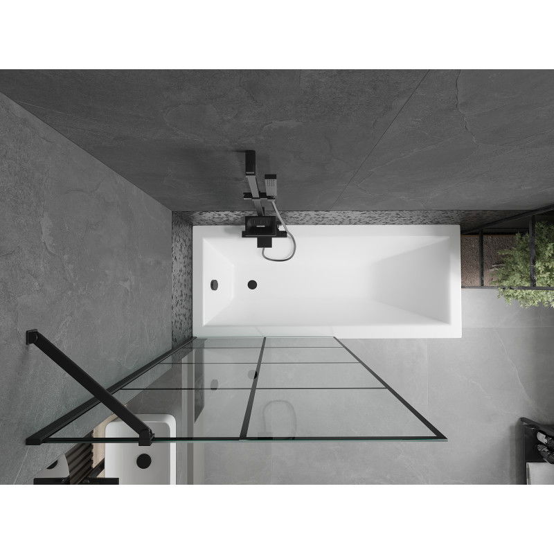 Mexen Cubik obdĺžniková vaňa 170 x 70 cm s krytom a 1-krídlovou zástenou 90 cm, čierny vzor - 550317070X9509007077