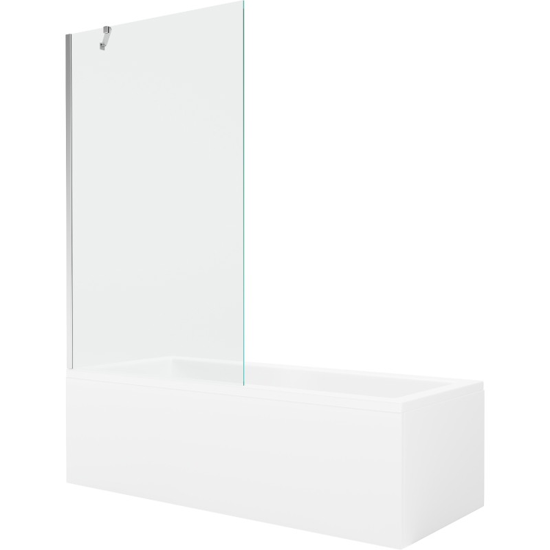 Mexen Cubik obdĺžniková vaňa 170 x 70 cm s krytom a 1-krídlovým zástenom 100 cm, transparentná, chróm
